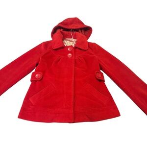 Tulle Red Hooded Peacoat Jacket